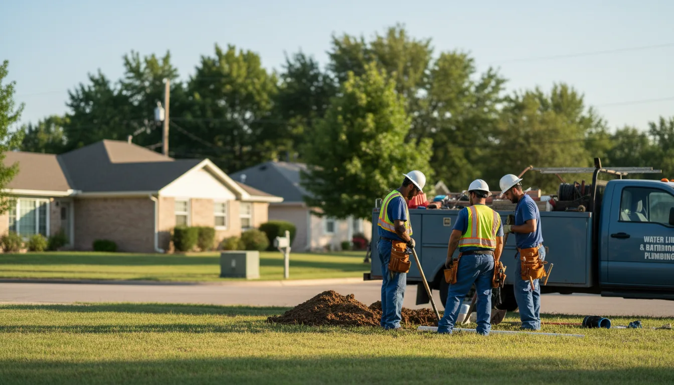 Residential water line and bathroom plumbing service in Frederick, OK